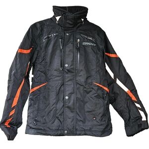 SPYDER Ski Jacket Mens Small Black Orange Thinsulate Insulated Snowboard Coat